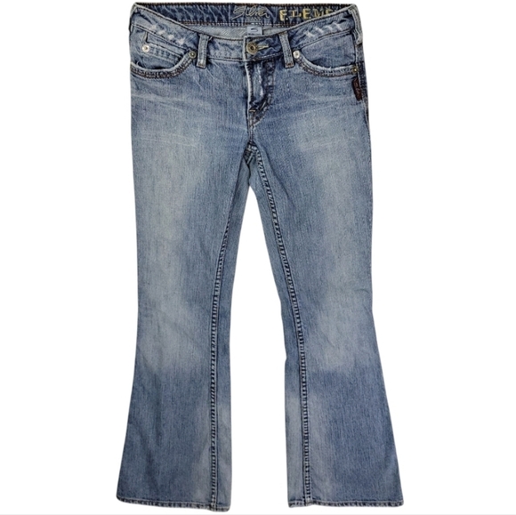 Silver Jeans Denim - Silver Jeans Womens Element Flare Faded Distressed Jeans Size 27